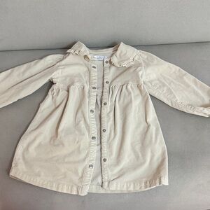 Zara Cream Long-Sleeve Button Front Dress